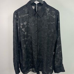 Tahari Women’s Med Lace Button Down Blouse